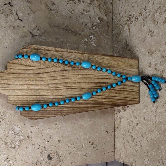 Southwestern Sterling Turquoise/Onyx Necklace - Picture 2 of 12